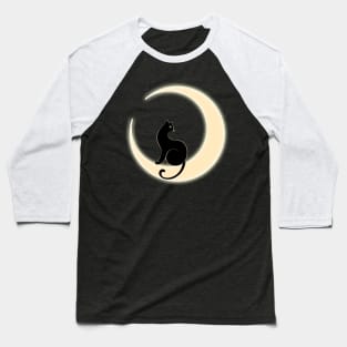 Night cat on the moon Baseball T-Shirt